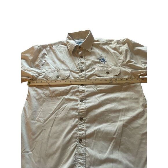 Guy Harvey AFTCO Vented Fishing/ Marlin Shirt Tan M  Short Sleeve Button Up - Picture 6 of 10